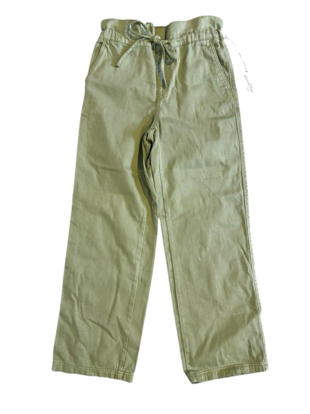Green High-Rise Drawstring Waist Wide-Leg Pants Sz 2R